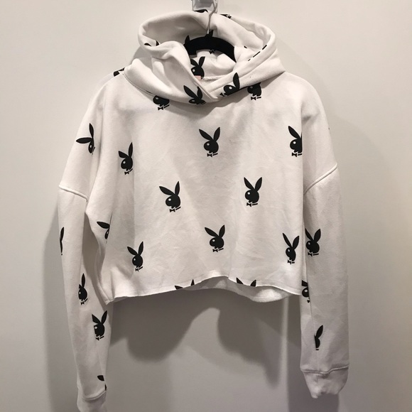 Missguided Tops - Missguided playboy crop hoodie